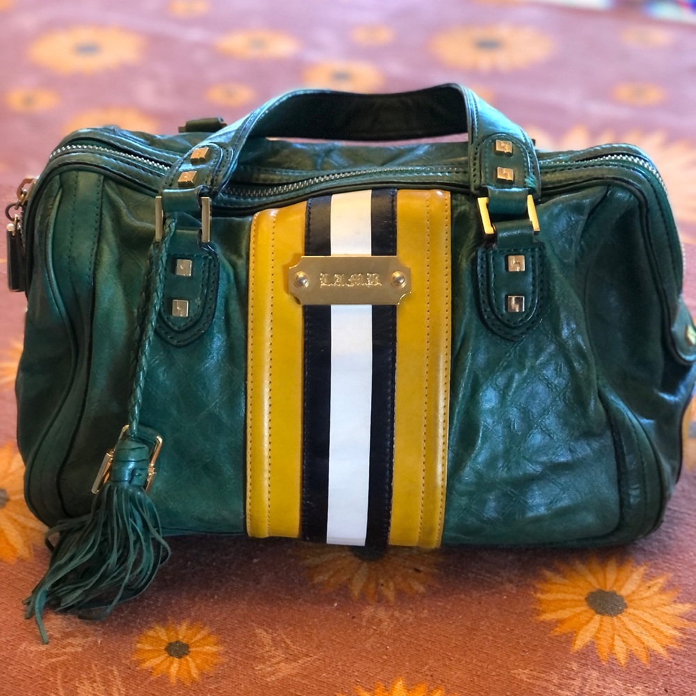 L.A.M.B. Green and Yellow Satchel